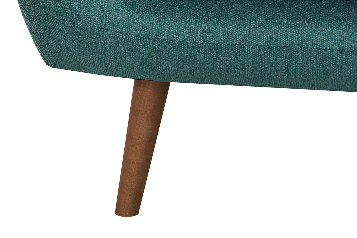 Canap� design 2 places bleu canard pieds noyer OLAF