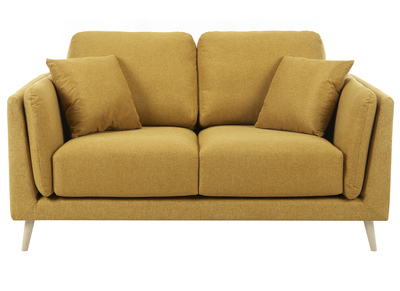 Canapé design 2 places en tissu jaune cumin VOGUE