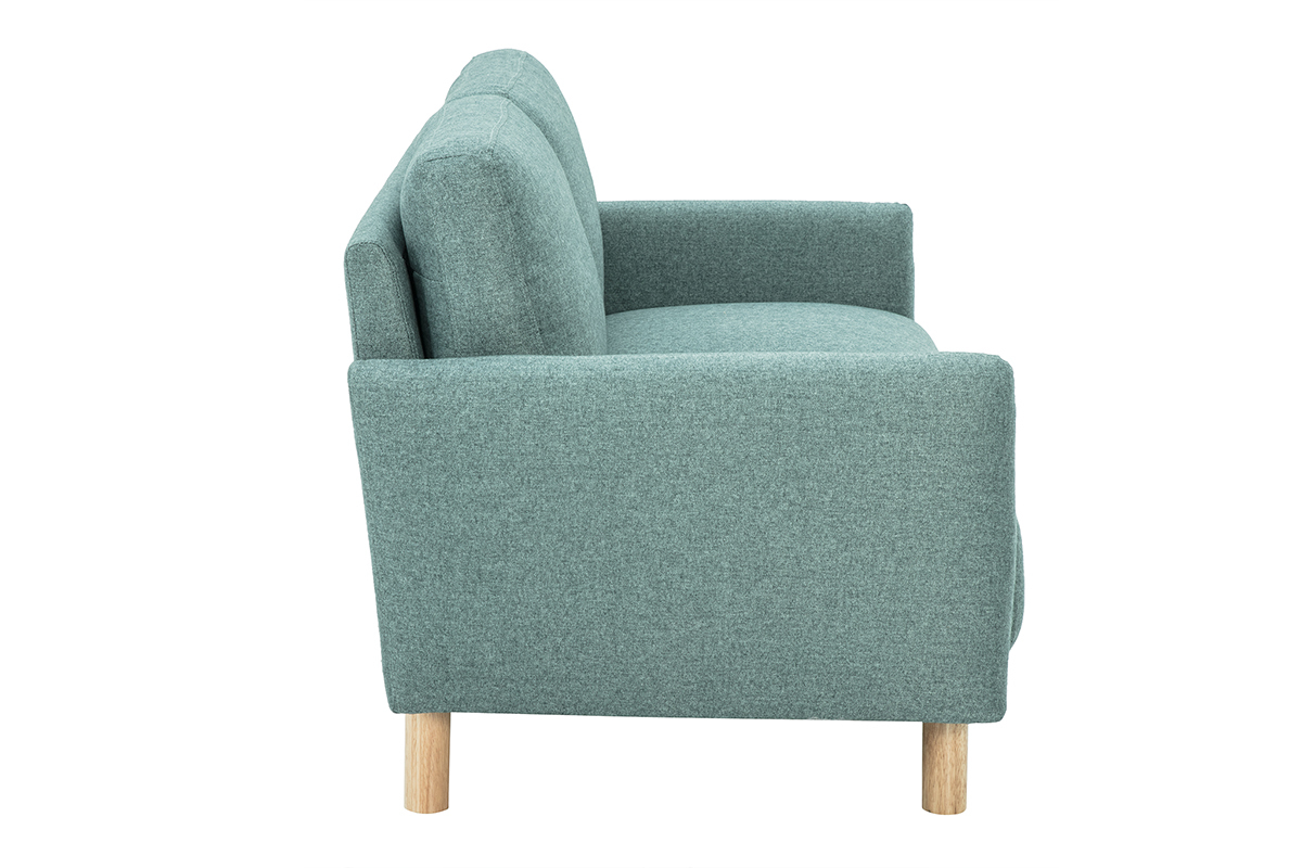 Canap� design 2 places en tissu vert de gris et bois clair BONO