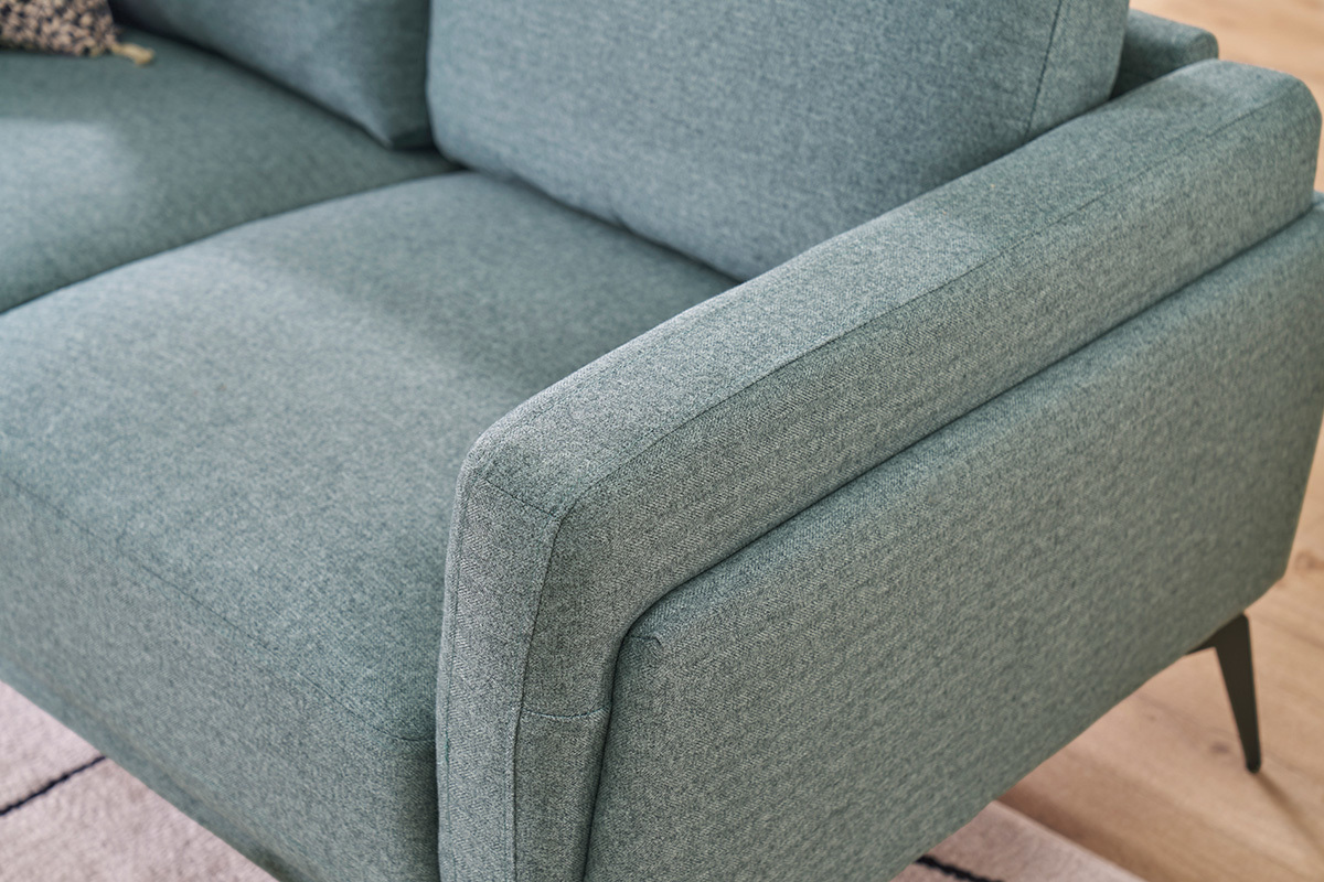 Canap� design 2 places en tissu vert de gris et m�tal noir MOSCO