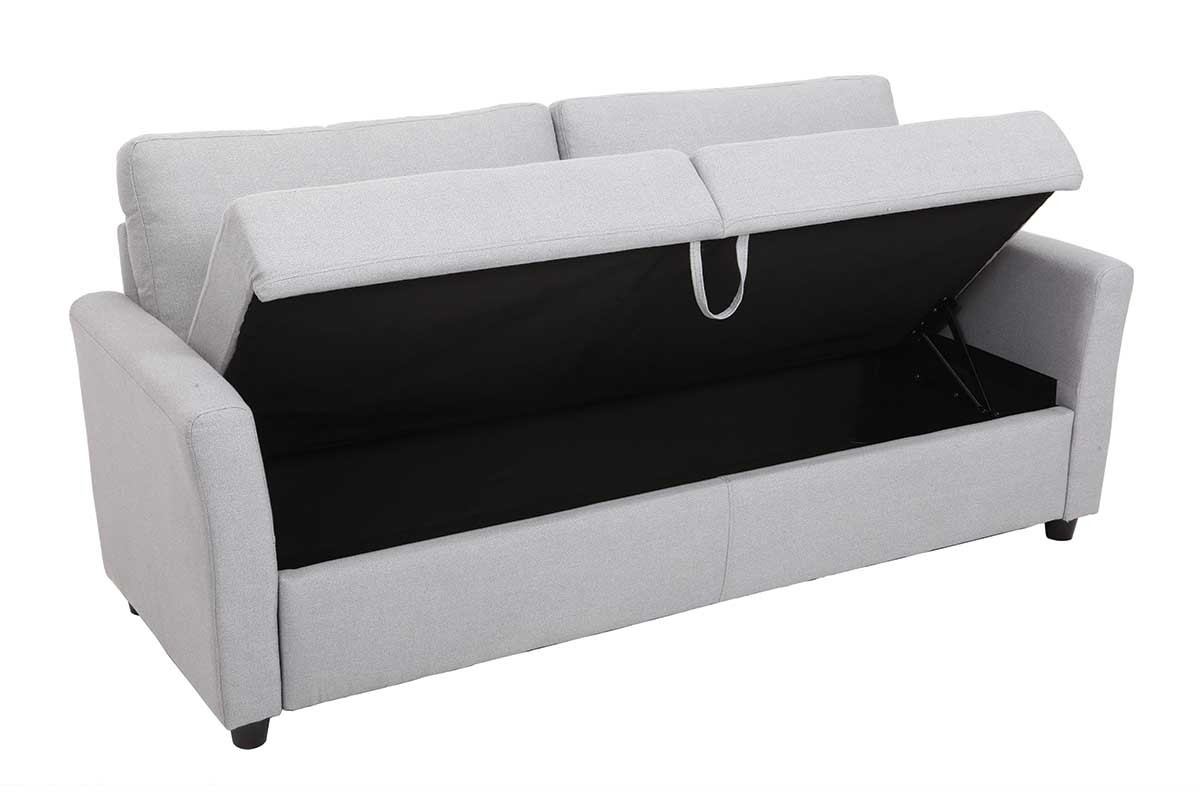 Canap� design 2 places et coffre - tissu et bois d'h�v�a - ELYOT