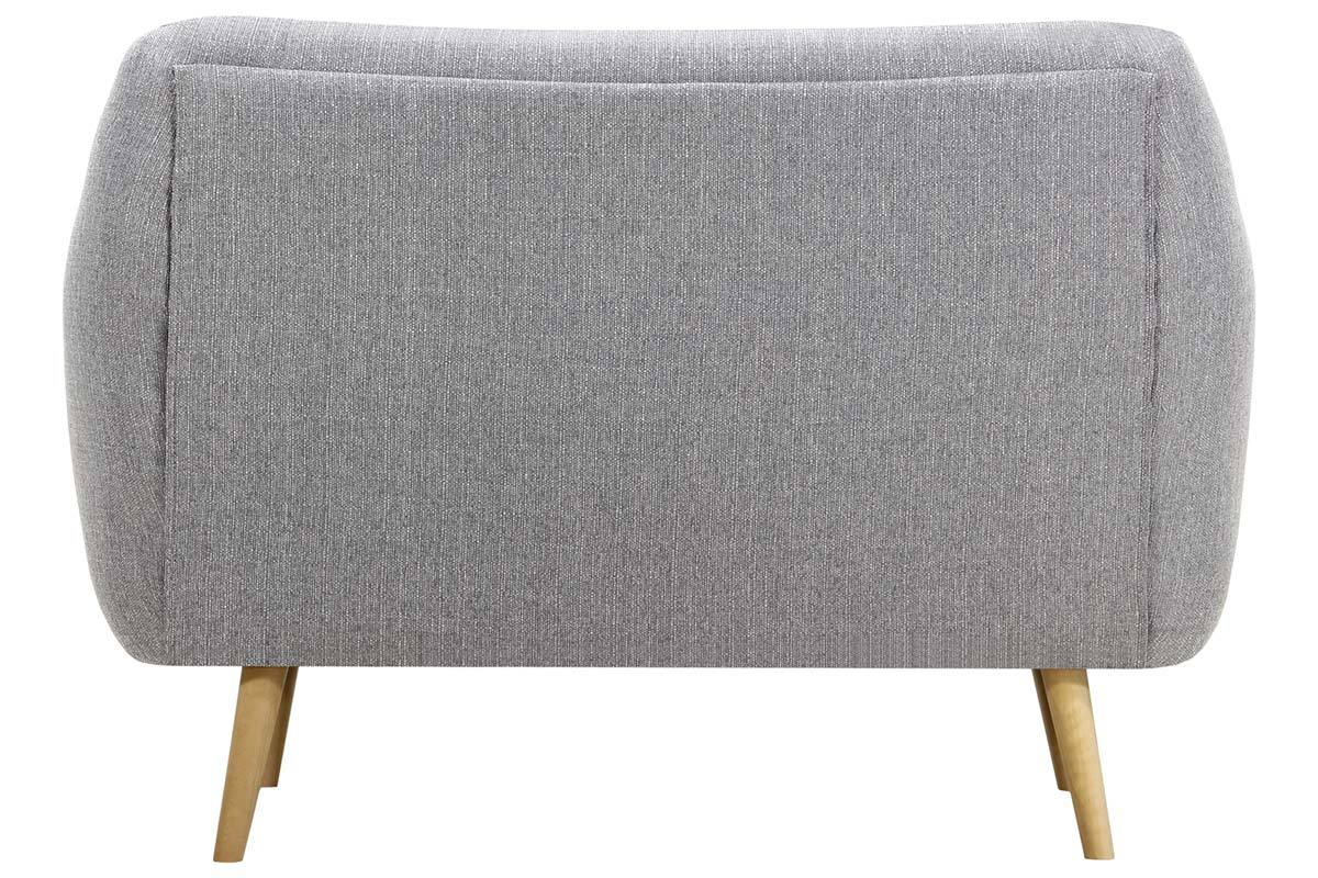 Canap� design 2 places gris perle pieds bois clair OLAF