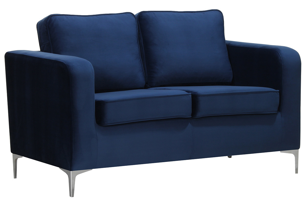 Canap� design 2 places velours bleu nuit HARRY