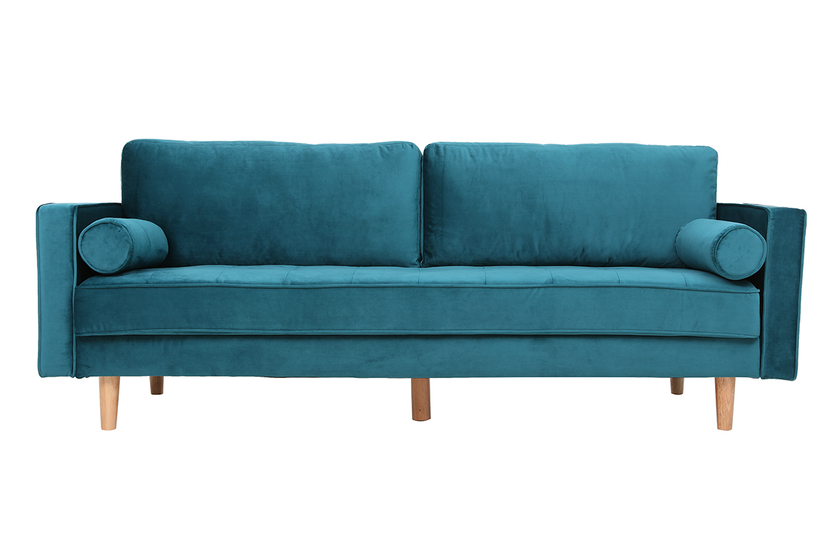 Canap� design 3-4 places velours bleu canard IMPERIAL