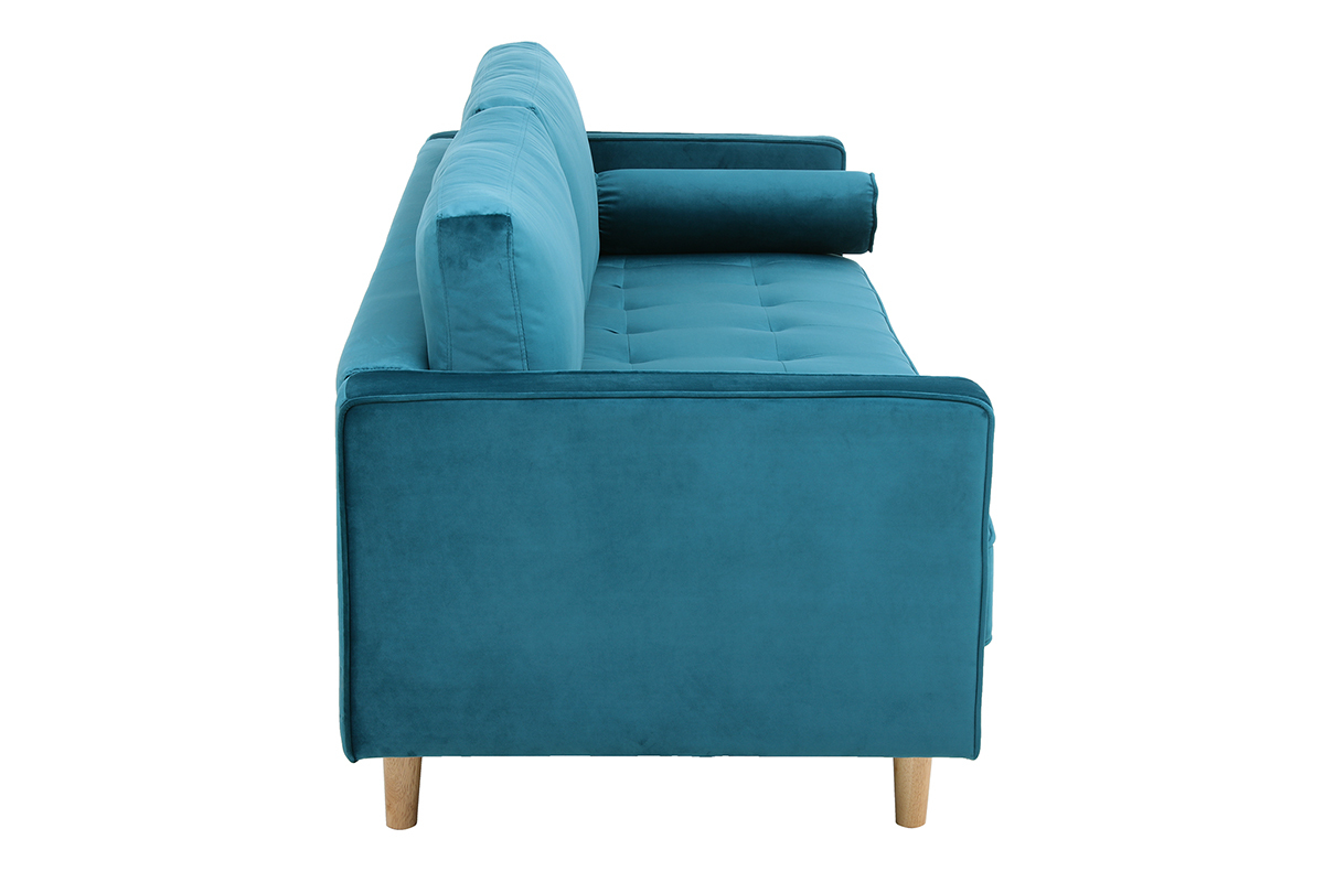 Canap� design 3-4 places velours bleu canard IMPERIAL