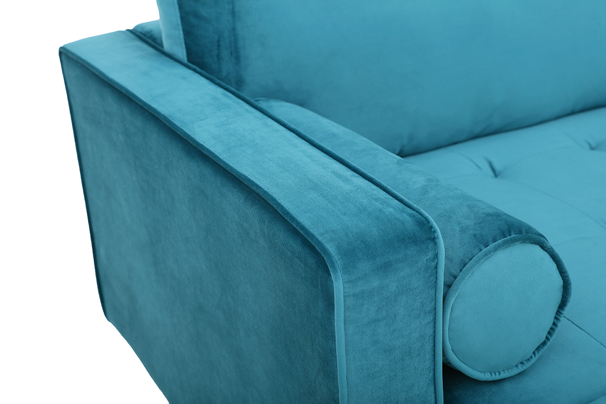 Canap� design 3-4 places velours bleu canard IMPERIAL