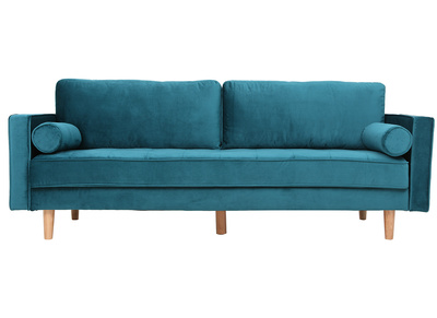 Canap&eacute; design 3-4 places velours bleu canard IMPERIAL