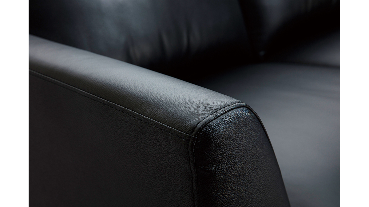 Canapé design 3 places cuir noir et métal noir JOPLIN