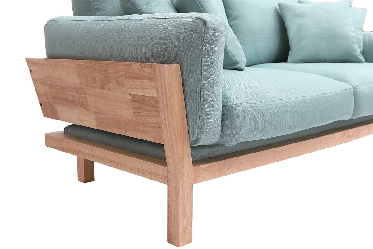Canap� design 3 places d�houssable menthe � l'eau et bois KYO