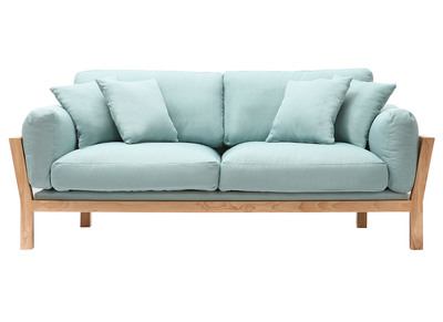 Canap&eacute; design 3 places d&eacute;houssable menthe &agrave; l'eau pieds bois KYO