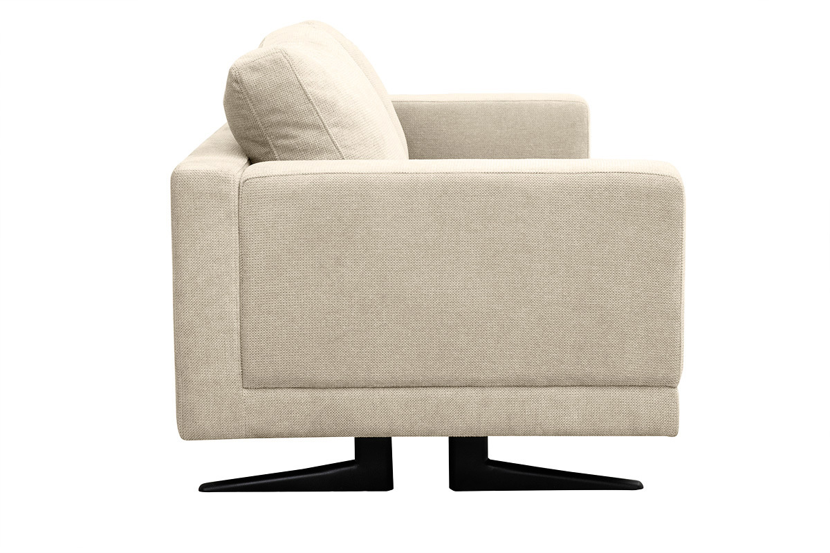 Canap design 3 places en tissu chenille beige et mtal noir LENNON