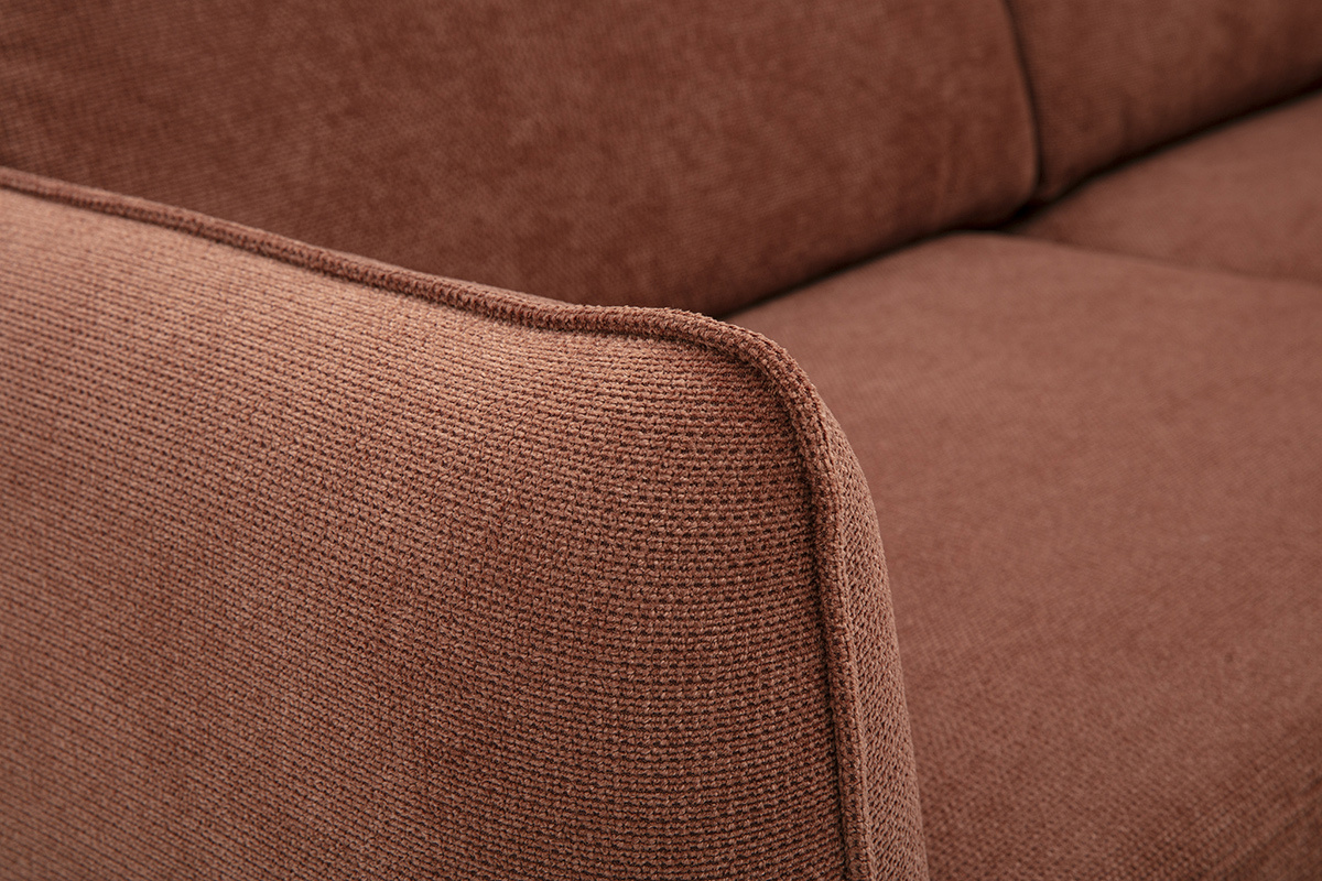 Canap� design 3 places en tissu chenille terre br�l�e et m�tal noir TODD
