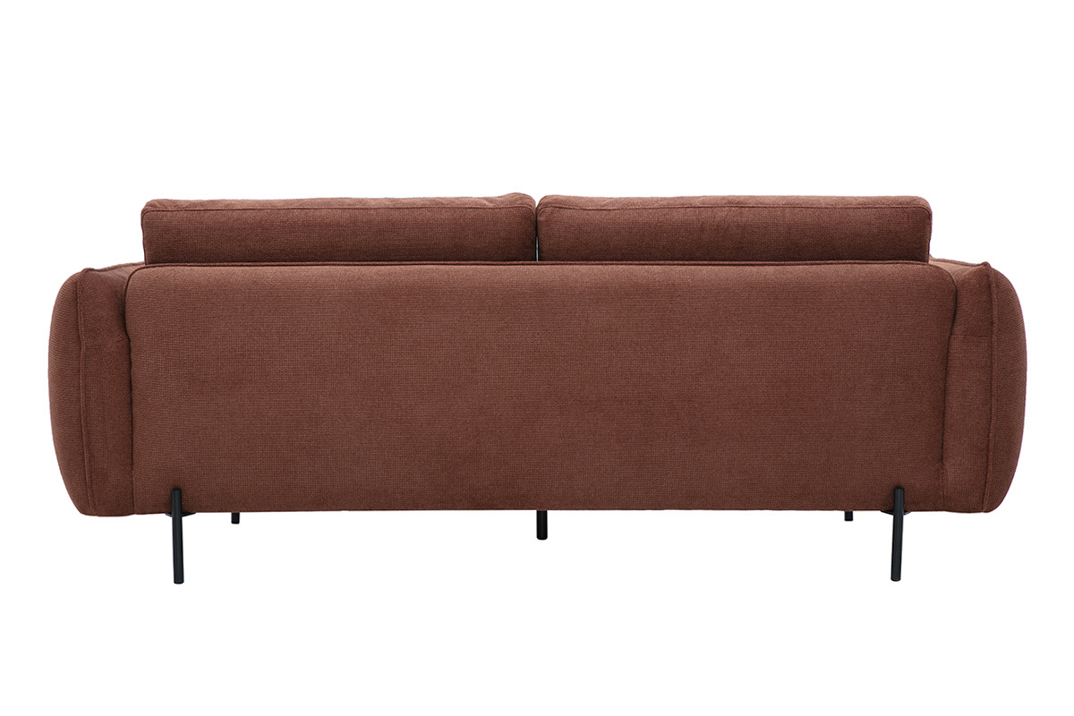 Canap� design 3 places en tissu chenille terre br�l�e et m�tal noir TODD