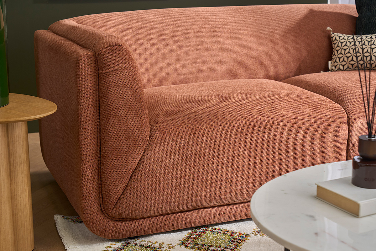 Canap� design 3 places en tissu chenille terre br�l�e HOSBO