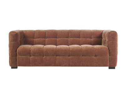 Canapé design 3 places en tissu effet velours terre brûlée CORTO