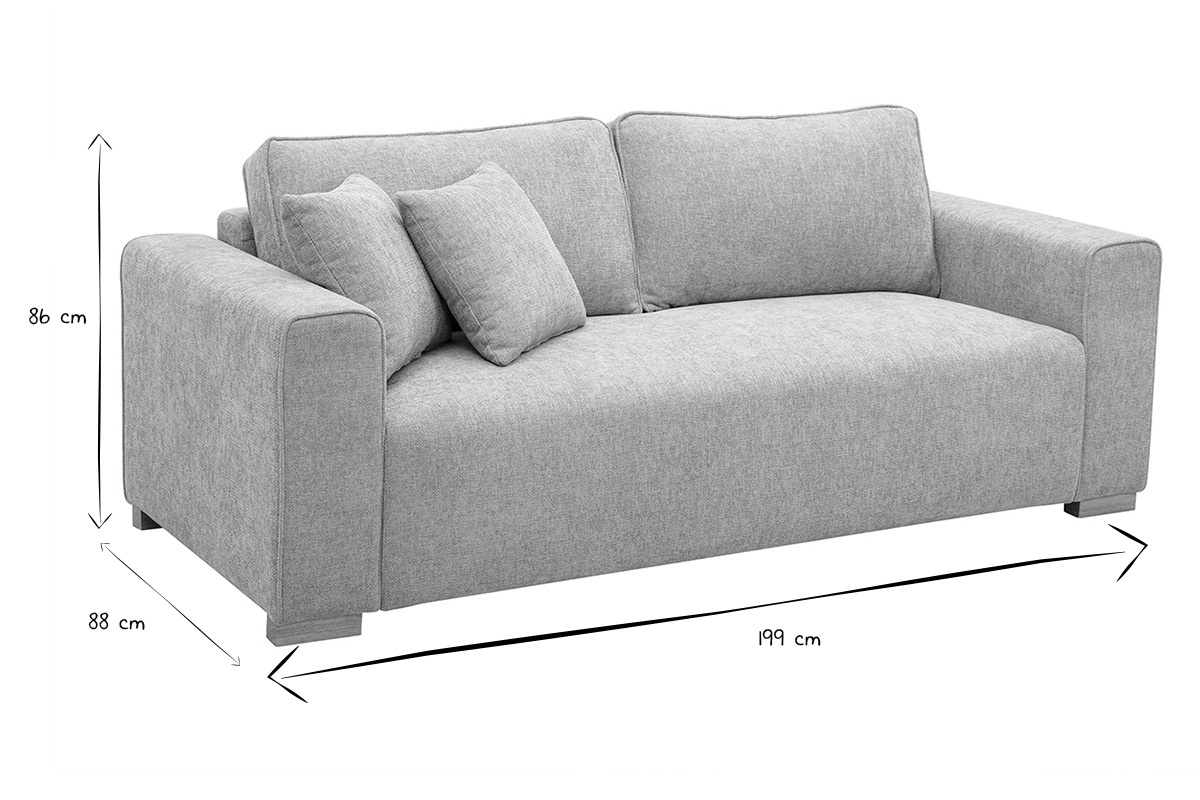Canap design 3 places en tissu effet velours textur beige PEPPER