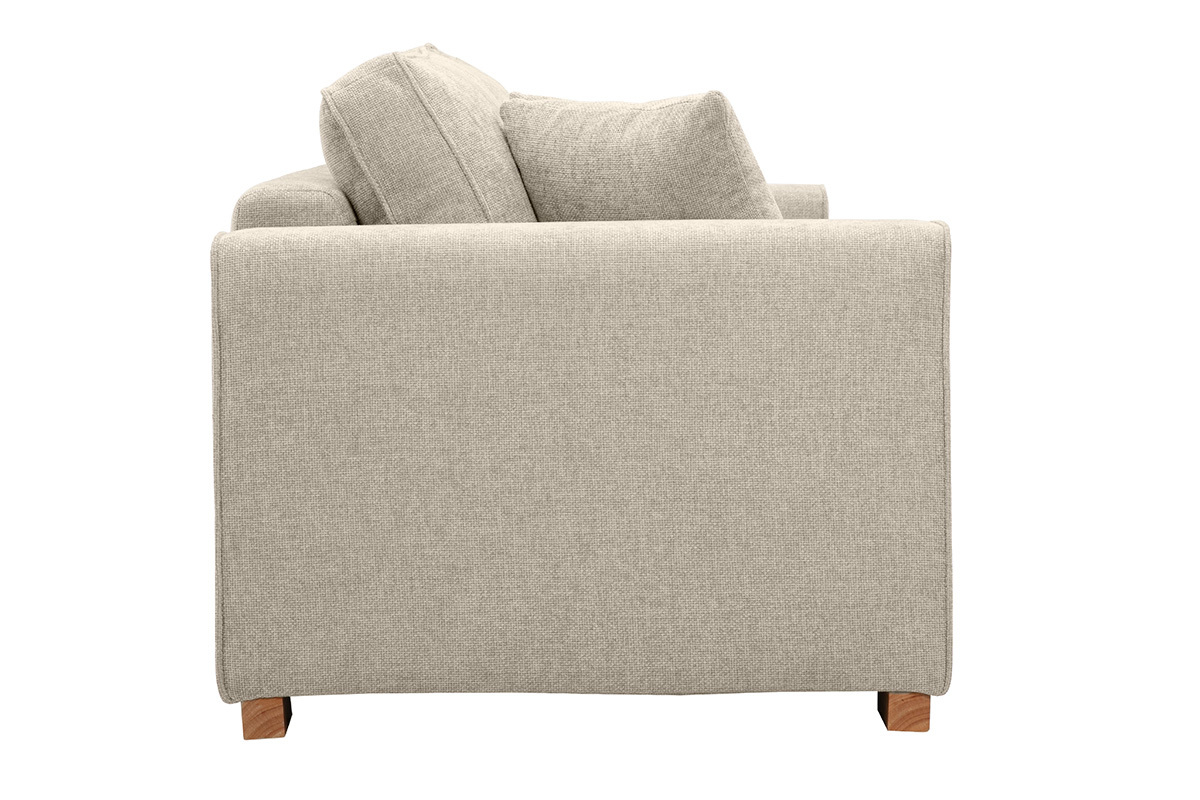 Canap design 3 places en tissu effet velours textur beige PEPPER