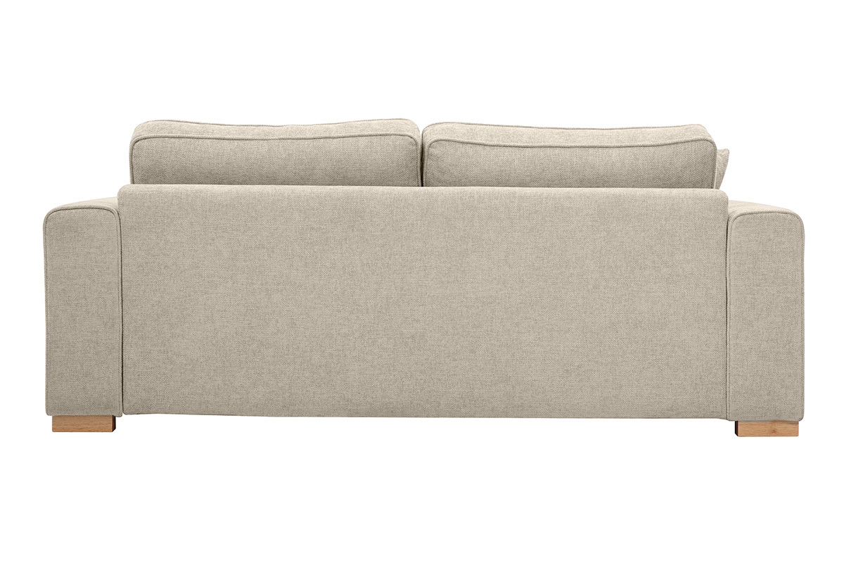 Canap design 3 places en tissu effet velours textur beige PEPPER
