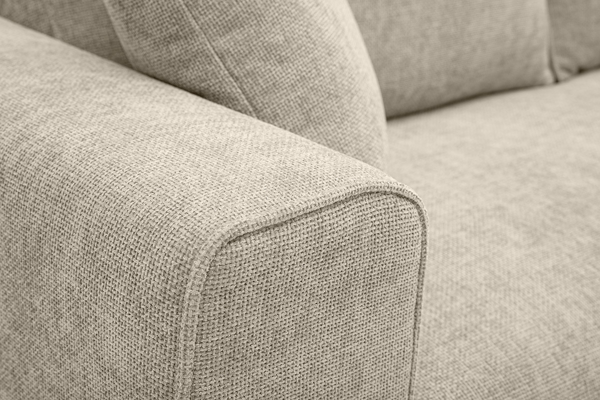 Canap design 3 places en tissu effet velours textur beige PEPPER