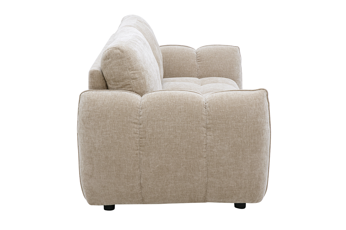Canap� design 3 places en tissu effet velours textur� taupe WONDER