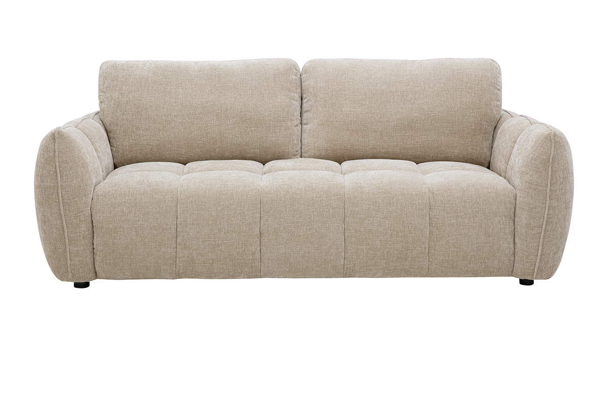 Canap� design 3 places en tissu effet velours textur� taupe WONDER