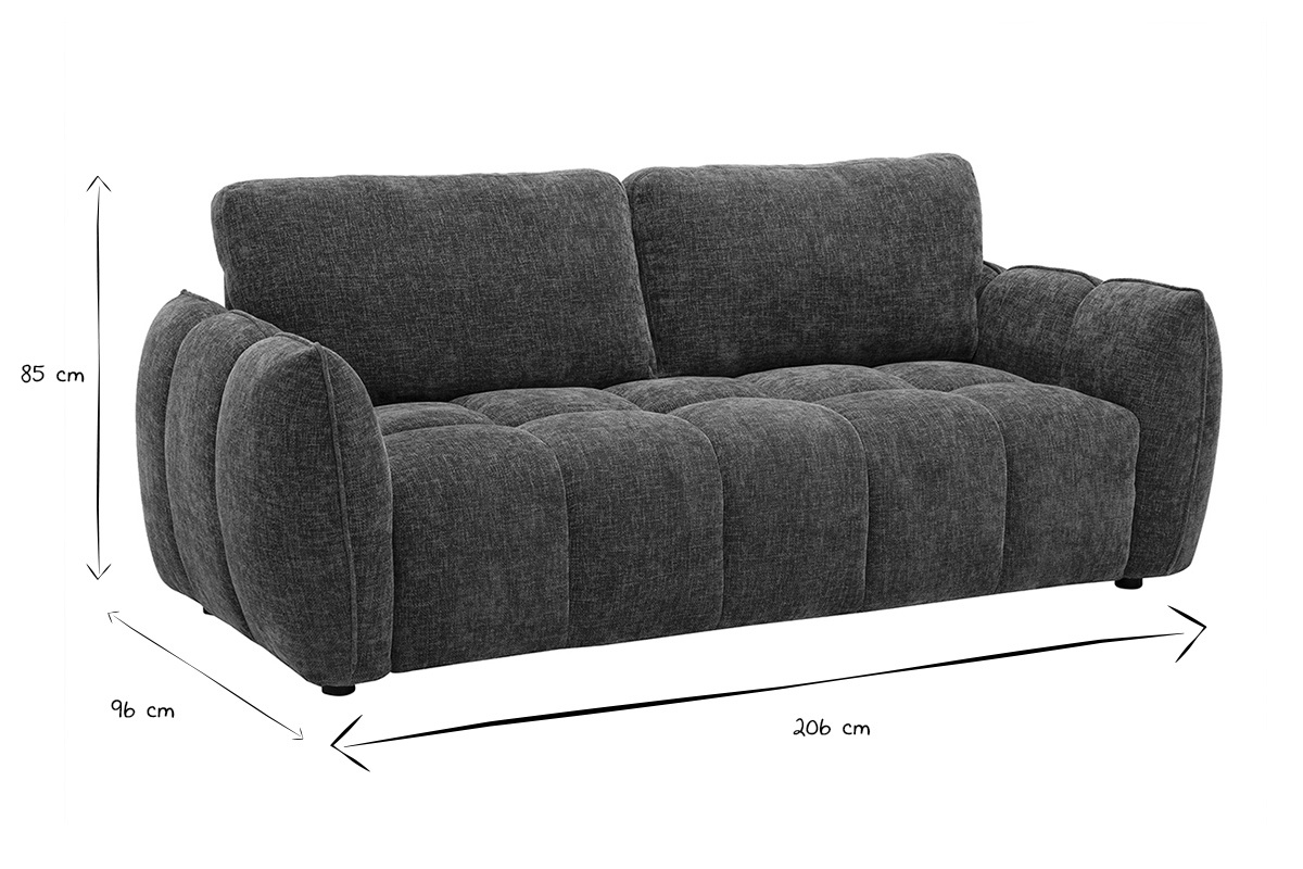 Canap� design 3 places en tissu effet velours textur� vert kaki WONDER