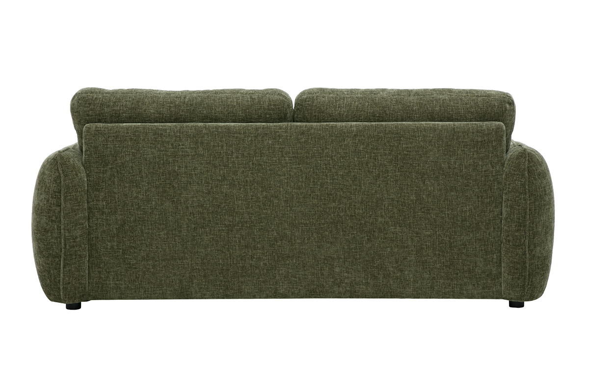 Canap� design 3 places en tissu effet velours textur� vert kaki WONDER