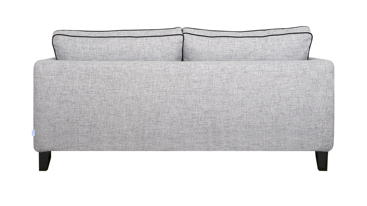 Canap design 3 places en tissu gris chin et velours noir HARRISON