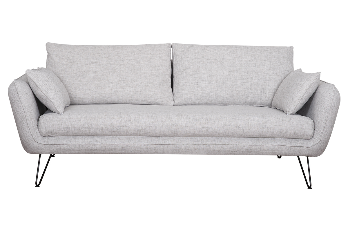 Canap design 3 places en tissu gris clair et mtal noir CREEP