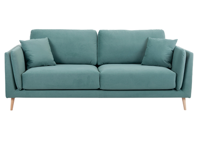 Canap&eacute; design 3 places en velours bleu glacier VOGUE