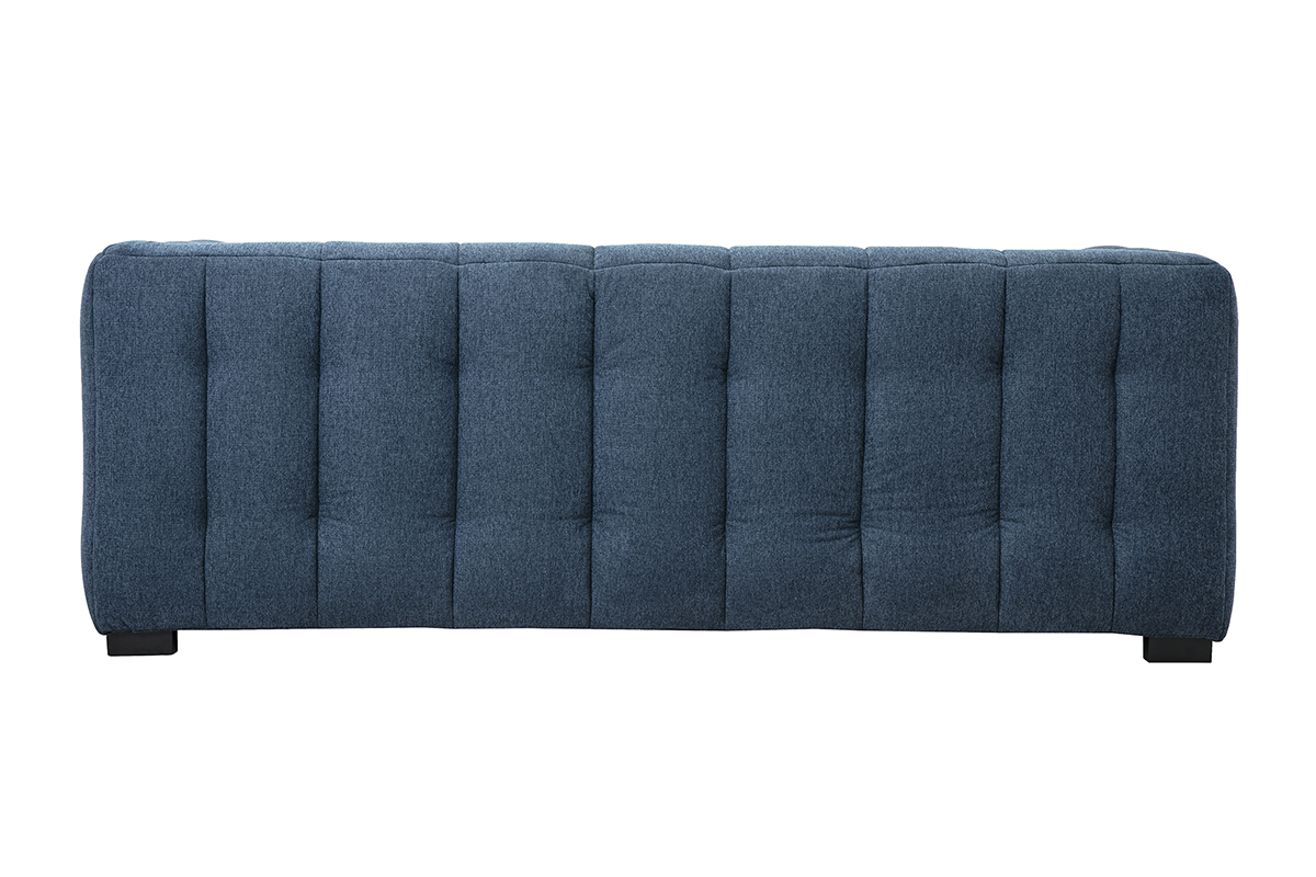 Canap design 3 places et repose-pieds en tissu effet velours textur bleu fonc CORTO