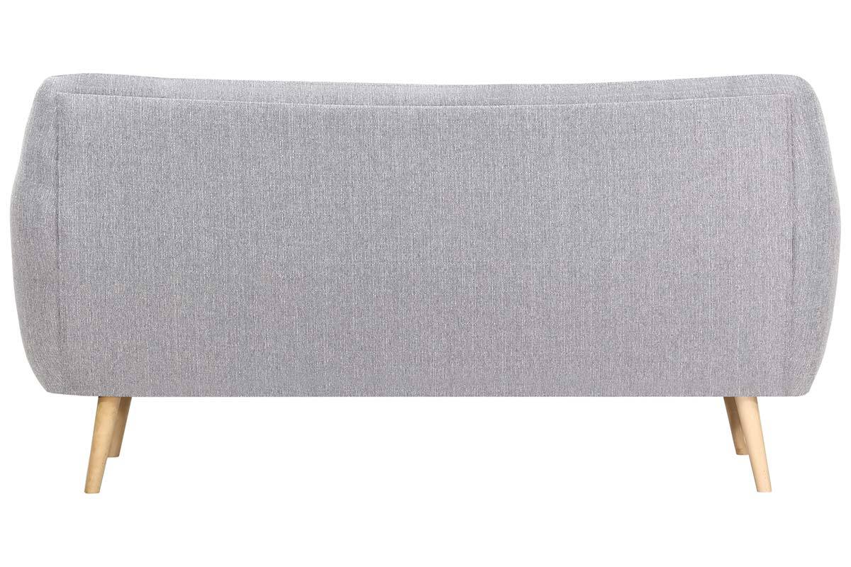 Canap� design 3 places h�tre et tissu gris perle OLAF