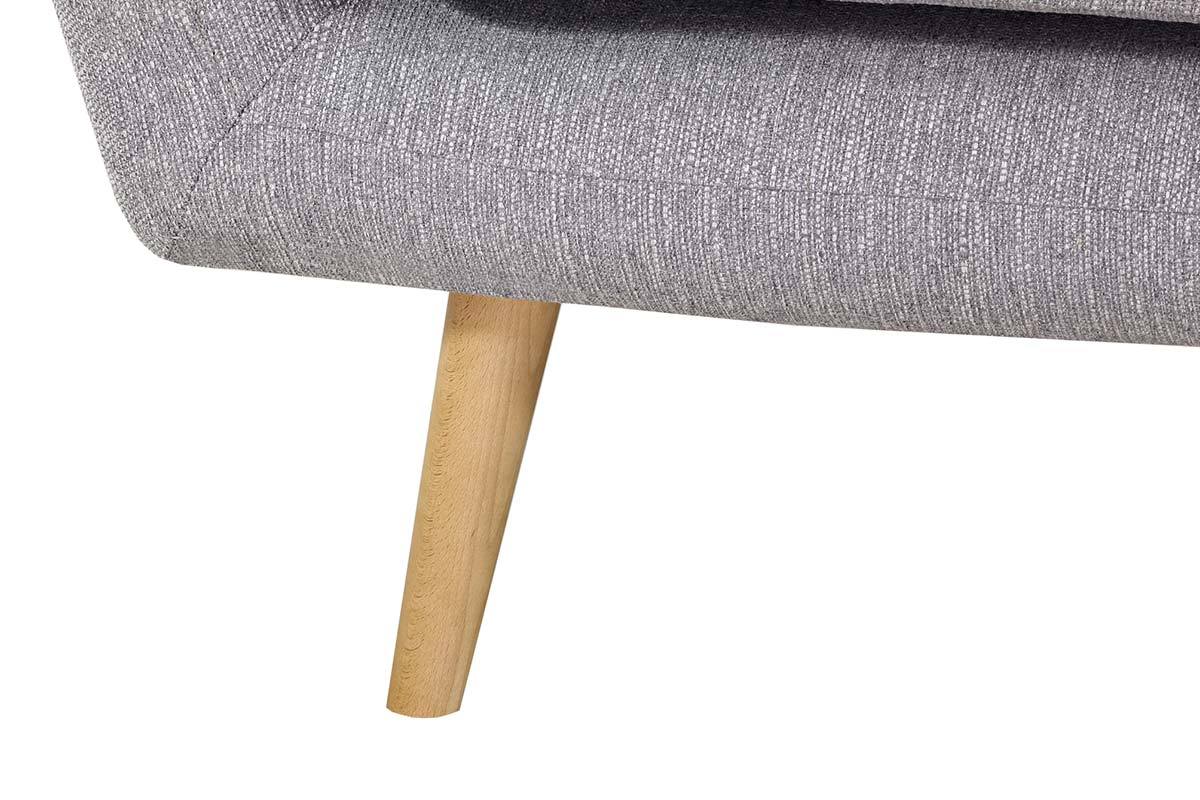 Canap� design 3 places h�tre et tissu gris perle OLAF