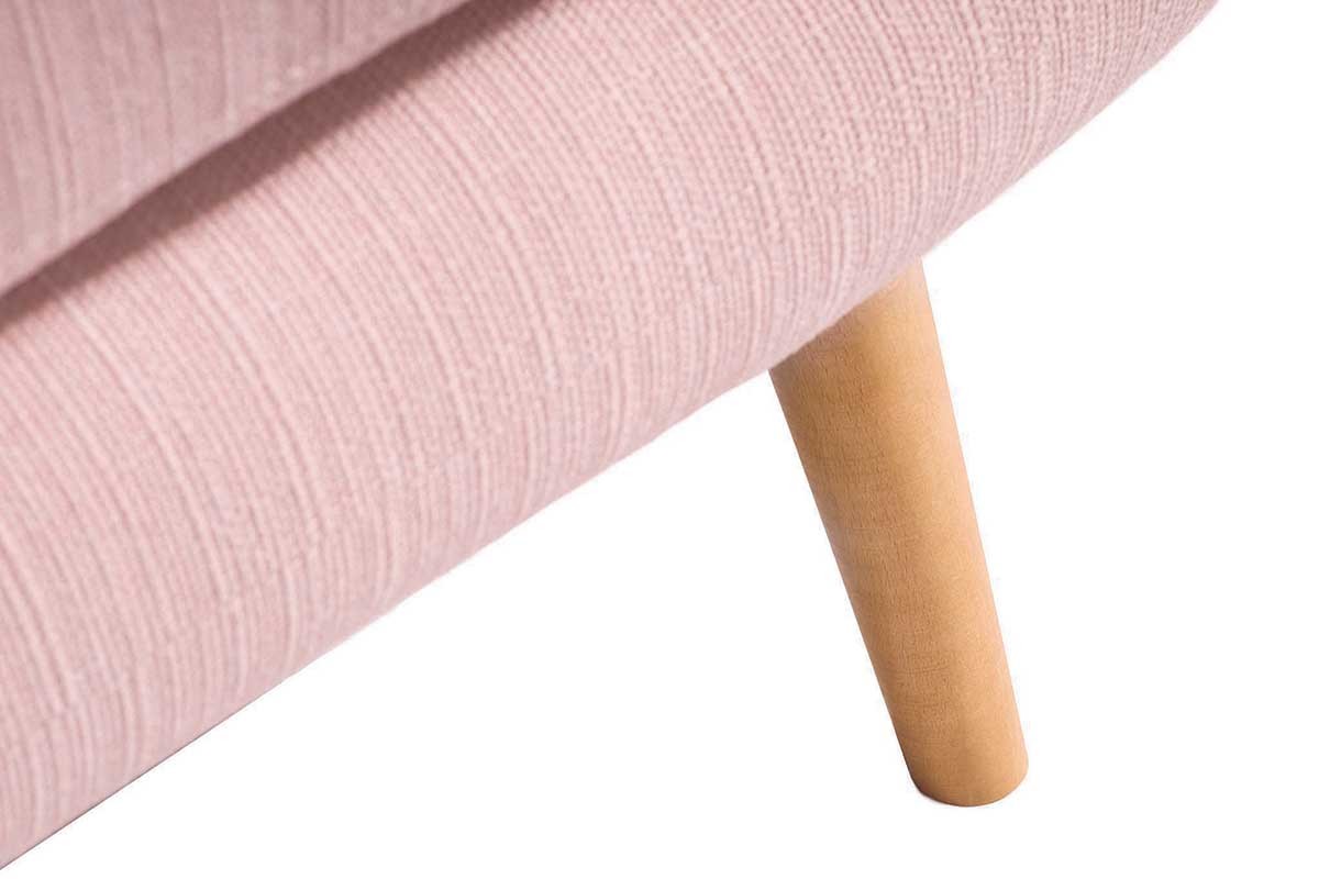 Canap� design 3 places h�tre et tissu vieux rose OLAF