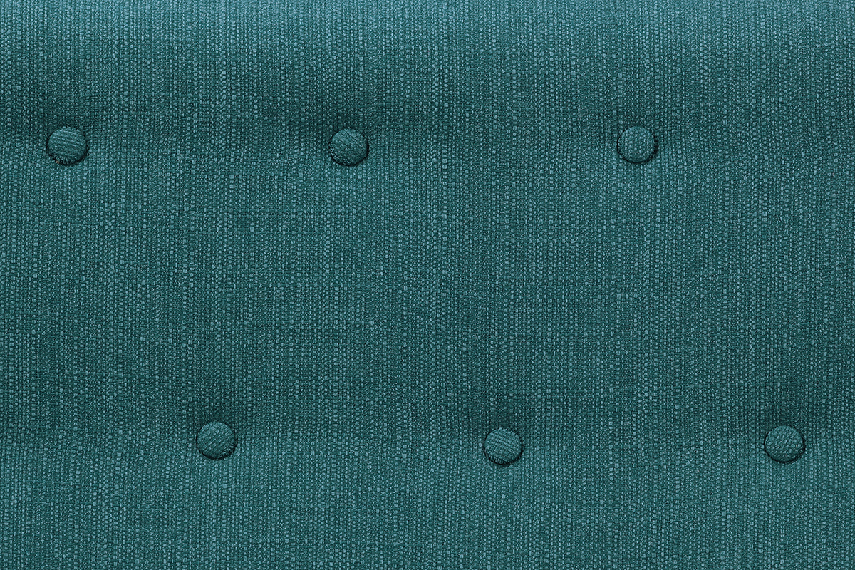 Canap� design 3 places tissu bleu canard pieds noyer OLAF