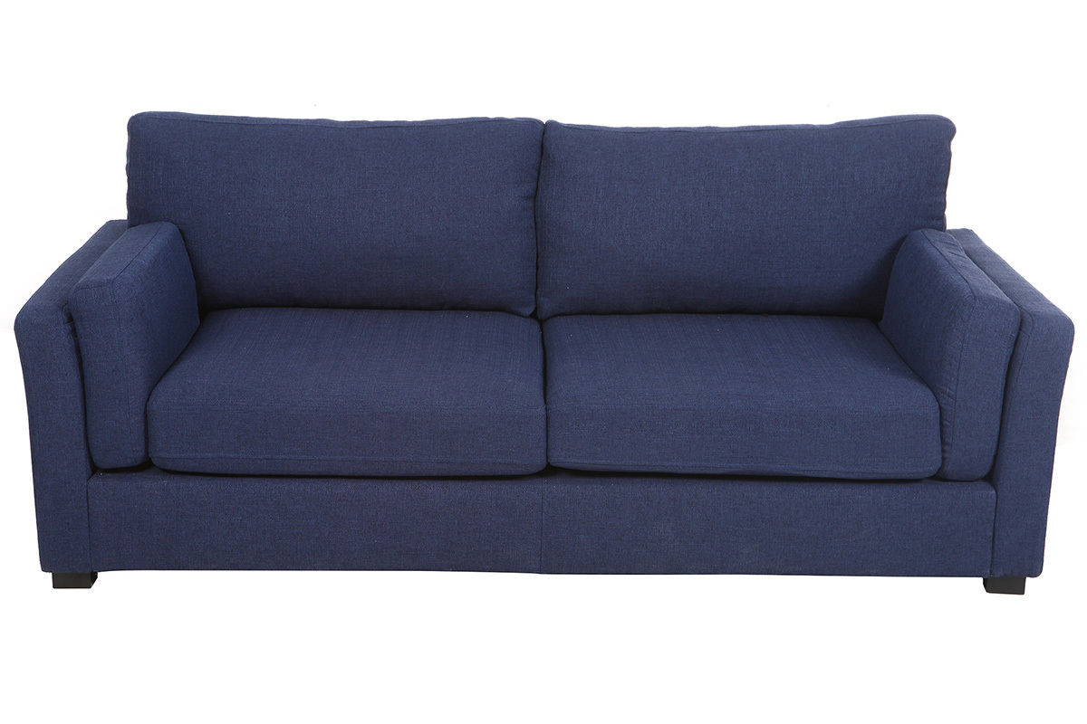 Canap� design 3 places tissu bleu fonc� MILORD