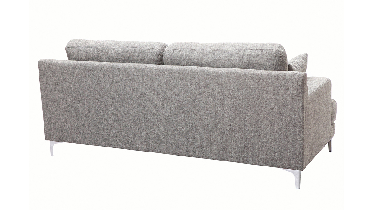 Canapé design 3 places tissu gris clair BOMEN