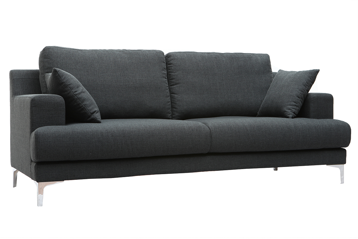 Canap design 3 places tissu gris fonc BOMEN