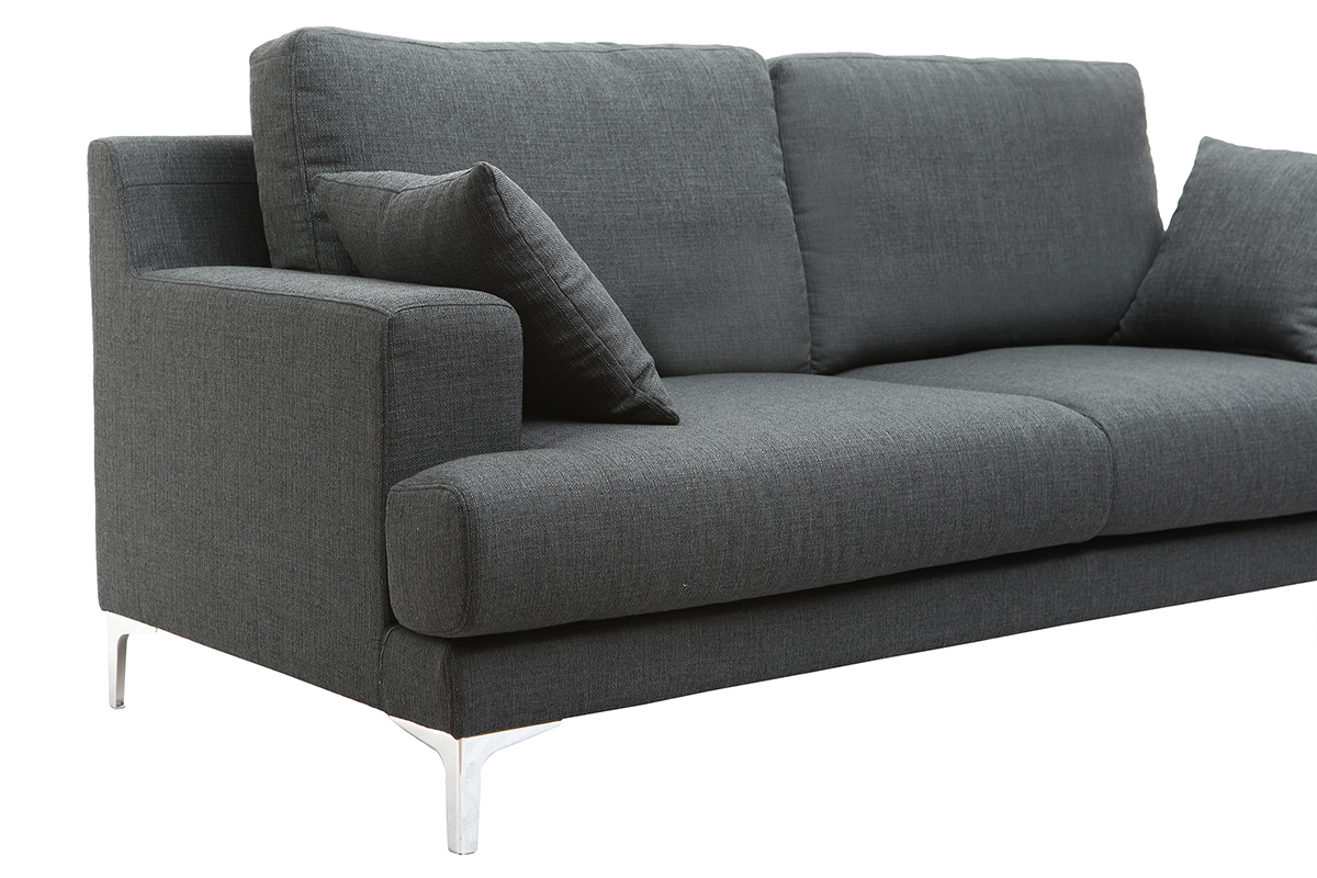 Canap design 3 places tissu gris fonc BOMEN