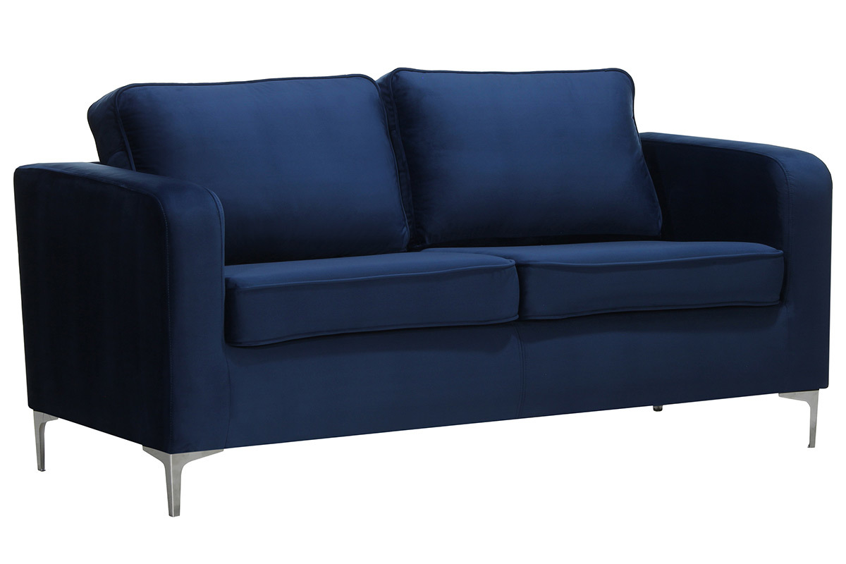 Canap� design 3 places velours bleu nuit HARRY