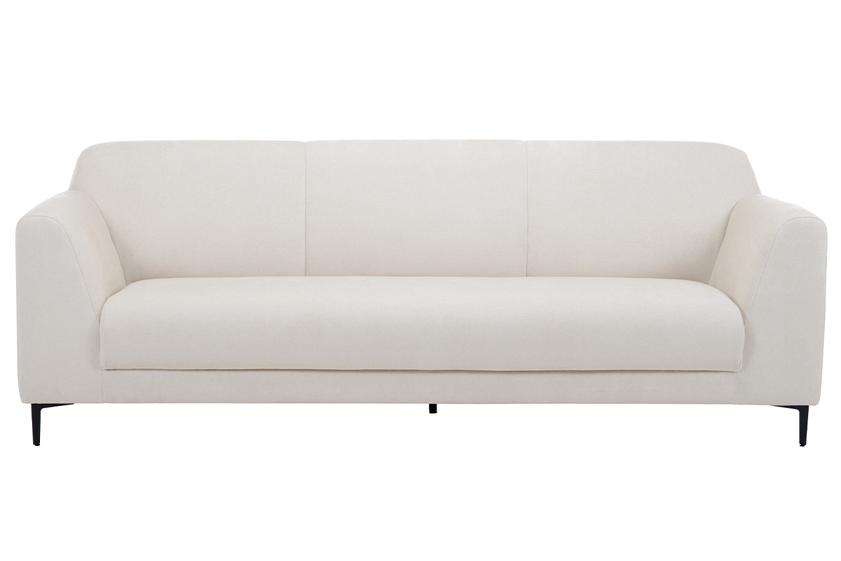 Canap design 4 places en tissu effet velours beige et mtal noir ALOWISS