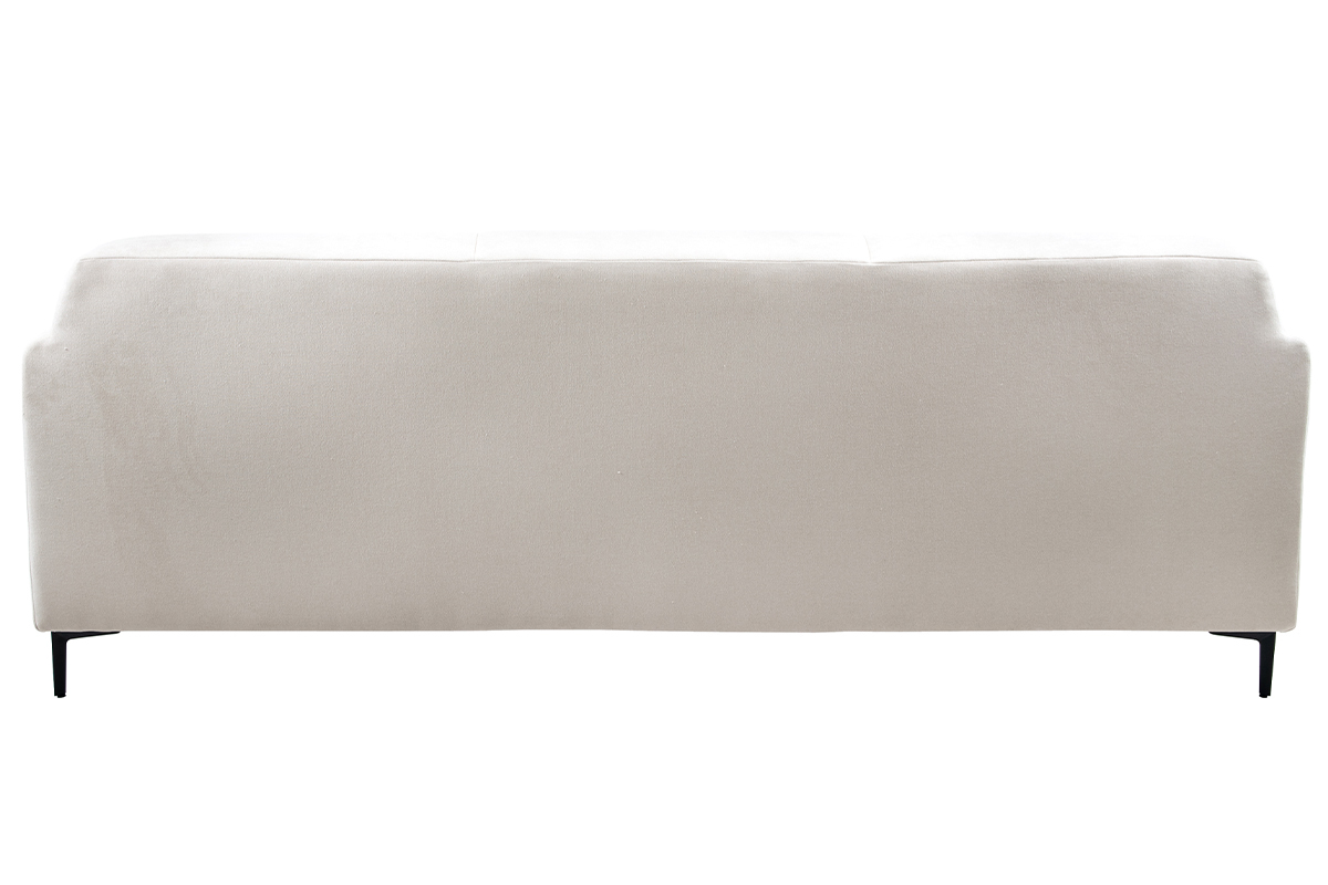Canap design 4 places en tissu effet velours beige et mtal noir ALOWISS