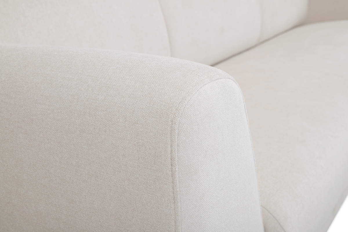 Canap design 4 places en tissu effet velours beige et mtal noir ALOWISS