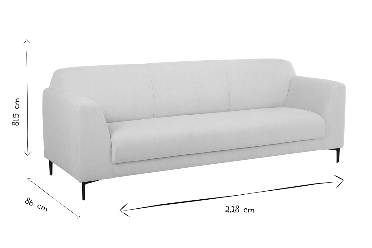 Canap design 4 places en tissu effet velours beige et mtal noir ALOWISS