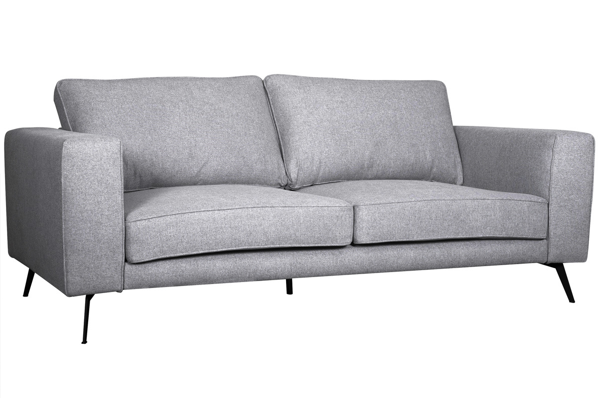 Canap design 4 places L210cm en tissu gris et mtal noir OSMANN