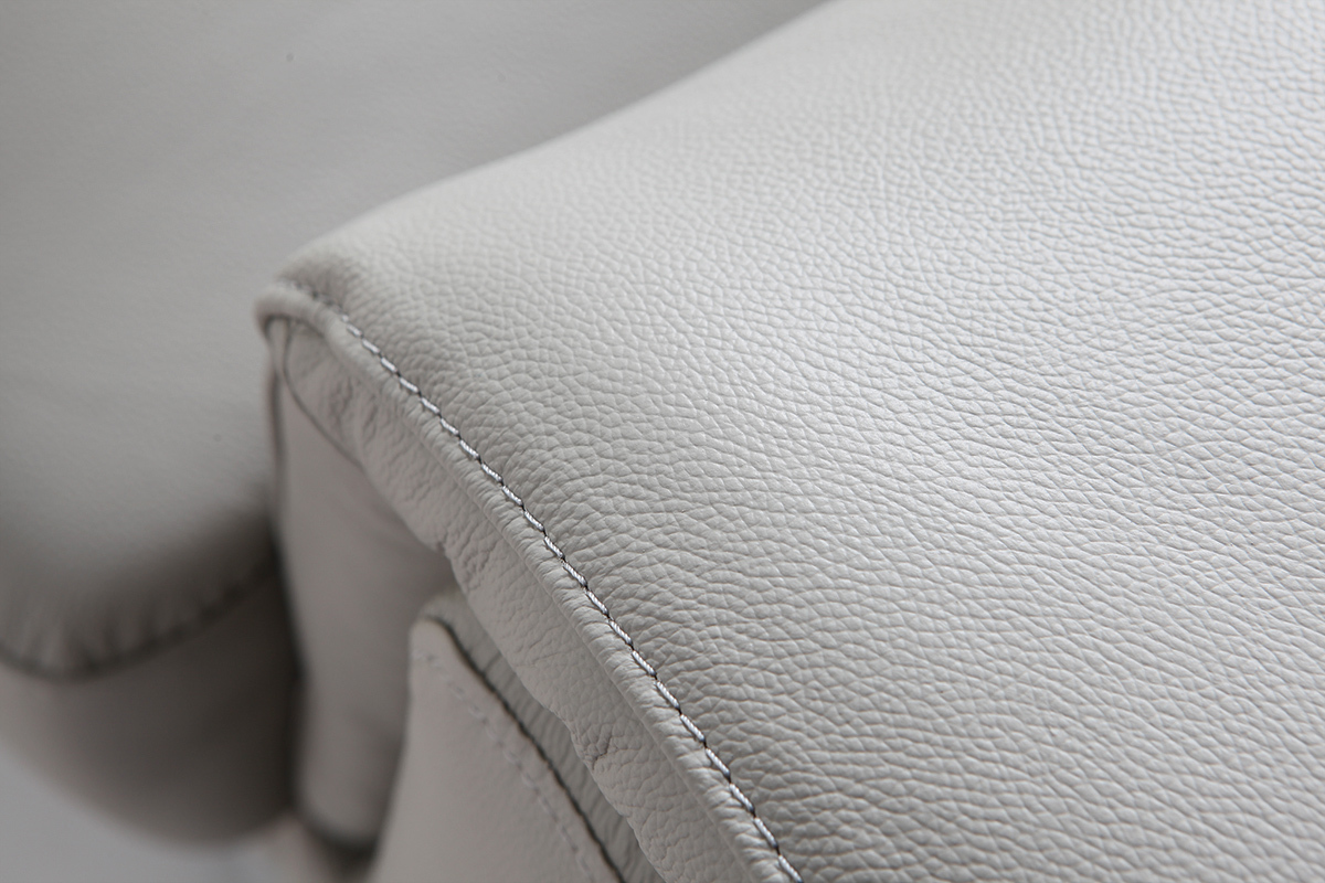 Canap design avec ttires ajustables 3 places cuir gris et acier chrom NEVADA