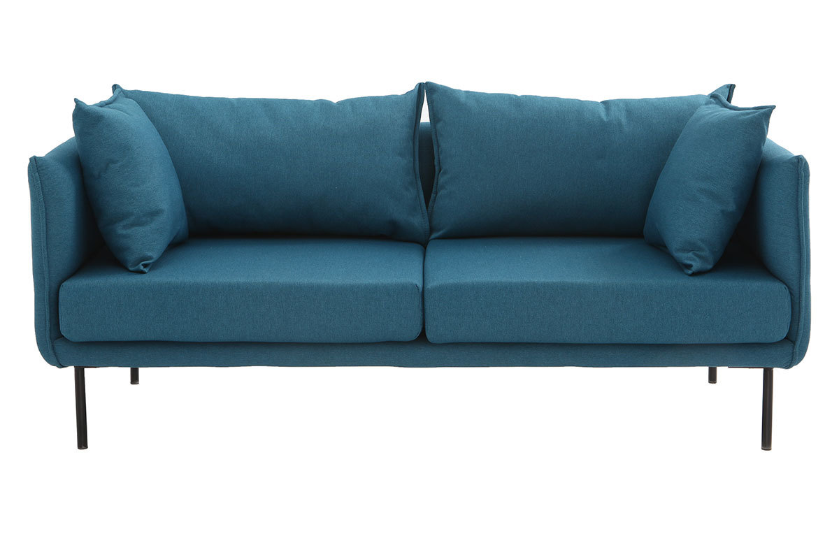 Canap� design contemporain 3 places bleu canard MATHIS