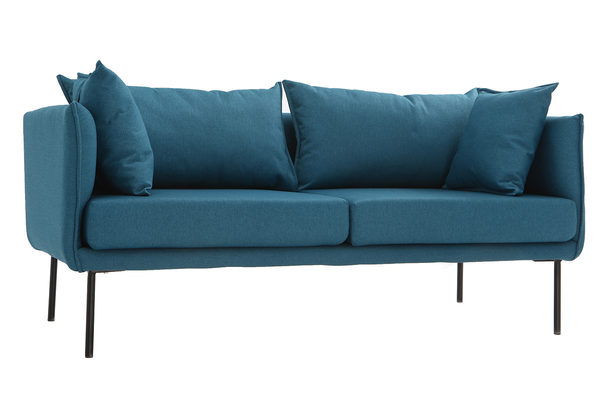 Canap� design contemporain 3 places bleu canard MATHIS