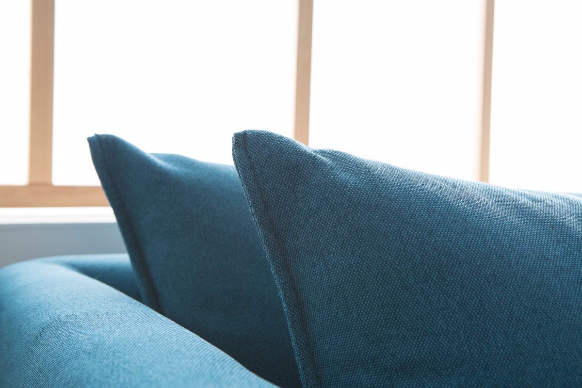 Canap� design contemporain 3 places bleu canard MATHIS