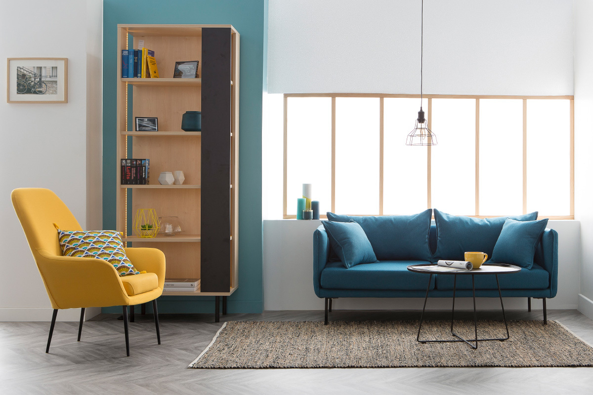 Canap� design contemporain 3 places vert menthe � l'eau MATHIS